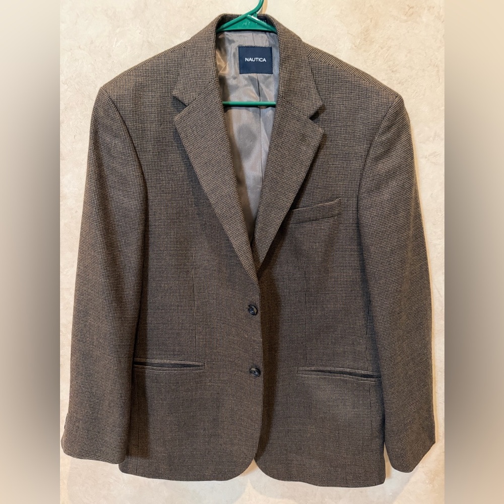 Nautica Men's Brown Textured Two-Button Sport Coat 44 long